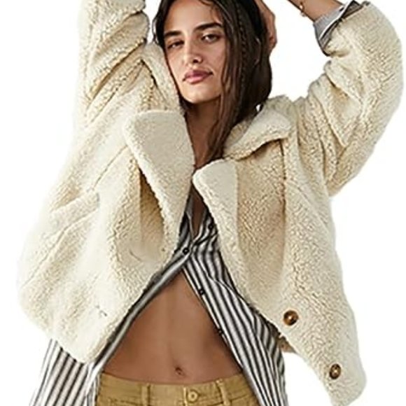 Free People Joplin Cozy Faux Sherpa Jacket in ivory - Picture 6 of 6